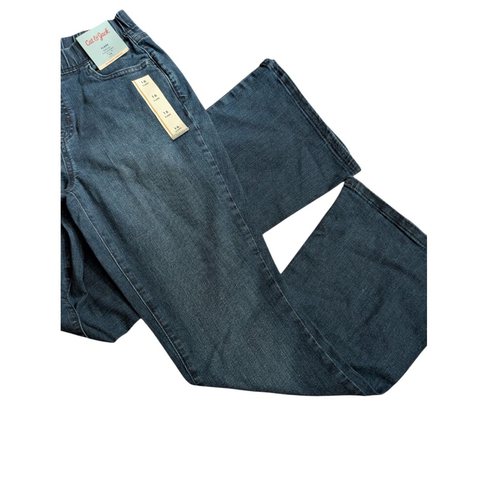 NWT Cat & Jack Girls Flare Jeans Size 16 Mid Rise Pull On Ultimate Stretch - Picture 3 of 5